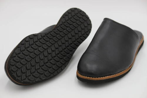 Men's Black Leather Clogs