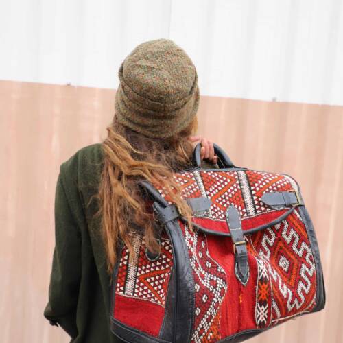 Kilim leather travel bag – handmade with vintage kilim and genuine leather