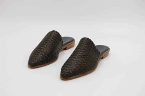 Braided leather women mules – handcrafted slip-on shoes