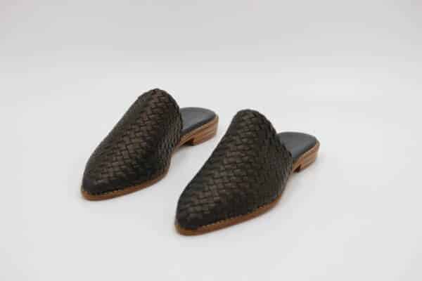 Braided leather women mules – handcrafted slip-on shoes