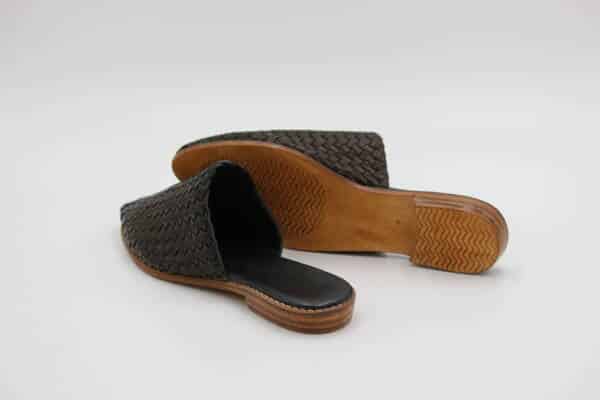 Braided leather women mules – handcrafted slip-on shoes