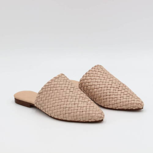 Braided leather women mule – handcrafted slip-on shoes