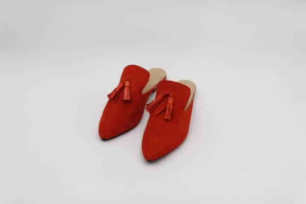 Womens blue suede babouche – handcrafted Moroccan footwear