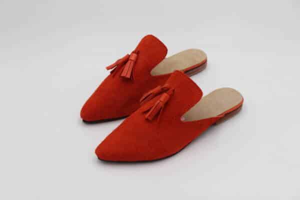 Women’s blue suede babouche – handcrafted Moroccan footwear