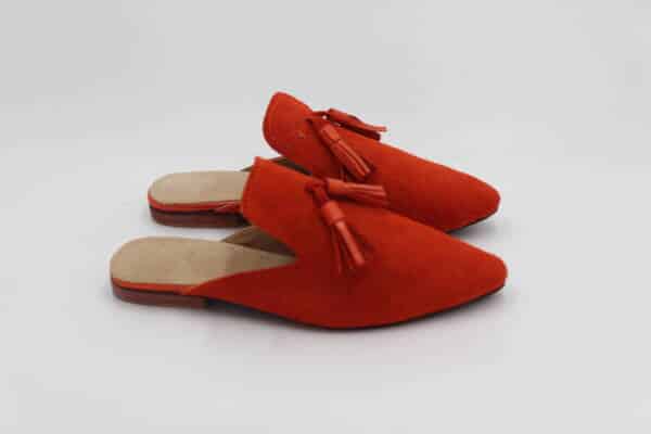 Women’s blue suede babouche – handcrafted Moroccan footwear