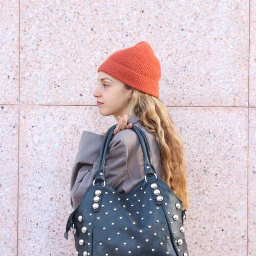 Studded leather women bag