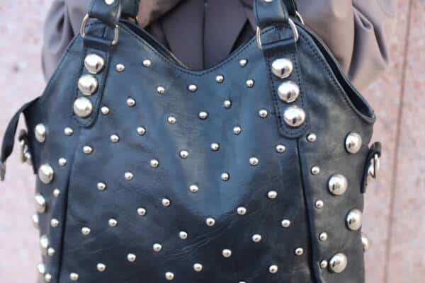 Studded leather women bag