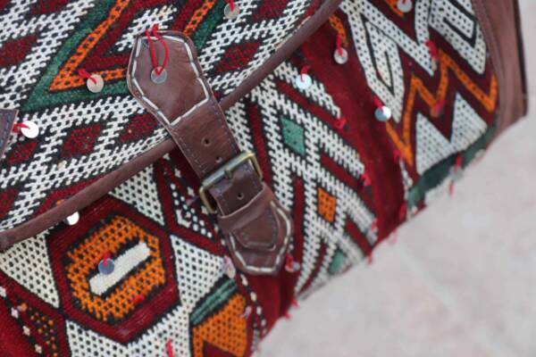 Handmade kilim duffle bag – artisan-crafted with vintage kilim and leather