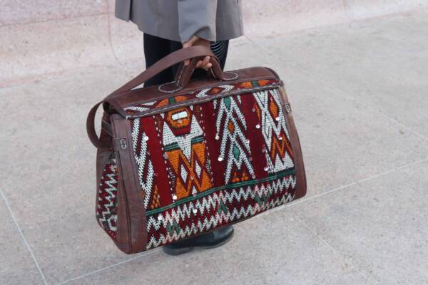Handmade kilim duffle bag – artisan-crafted with vintage kilim and leather