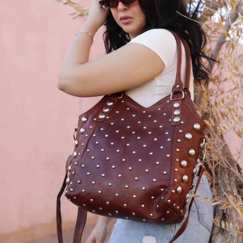 Gothic rivets leather bag