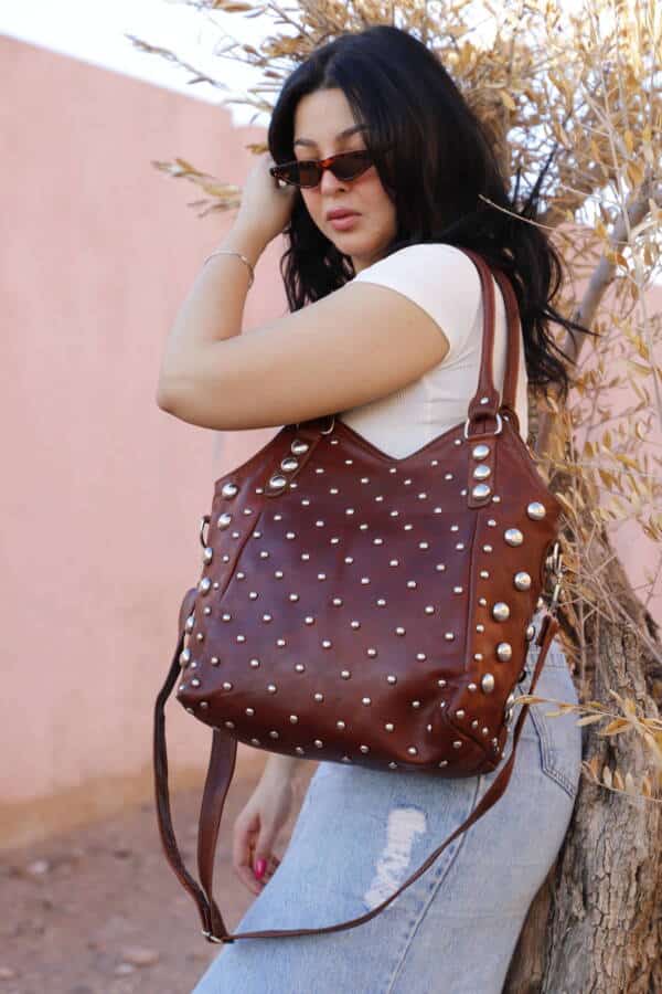 Gothic rivets leather bag