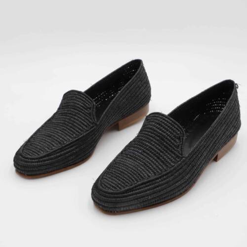 Vegan raffia shoes men – natural cruelty-free woven footwear