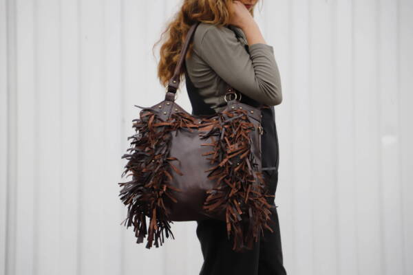 Fringe leather women bag