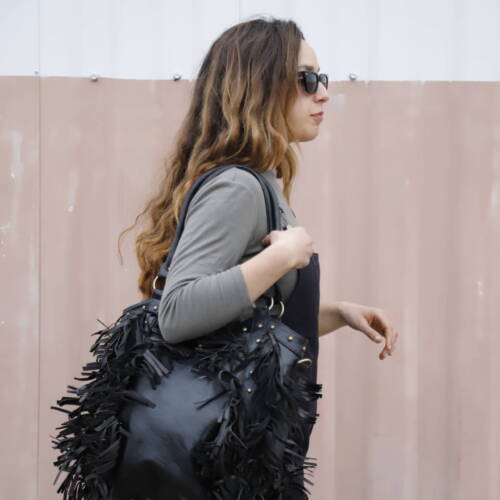 Fringe leather women bag