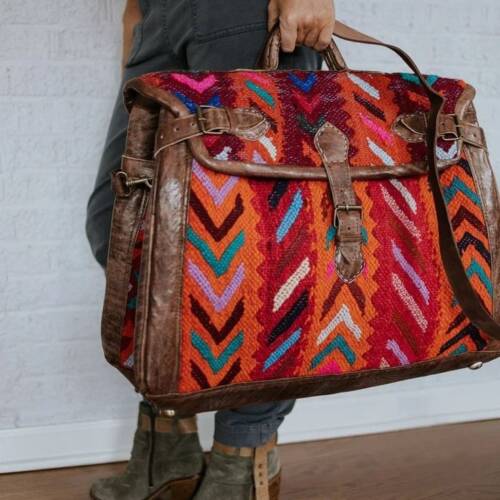 Handmade kilim duffle bag – artisan-crafted with vintage kilim and leather
