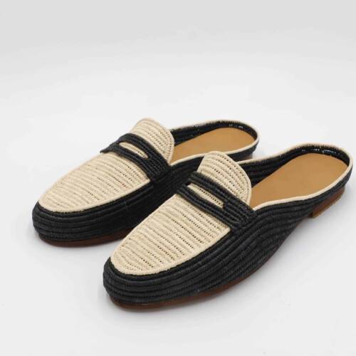 Raffia mules for men – natural handcrafted slip-on shoes