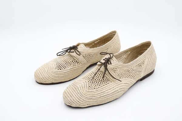 Derby raffia shoes men – handcrafted lace-up natural shoes