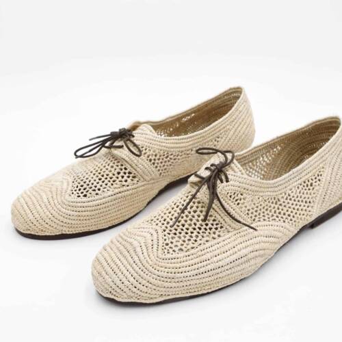 Derby raffia shoes men – handcrafted lace-up natural shoes