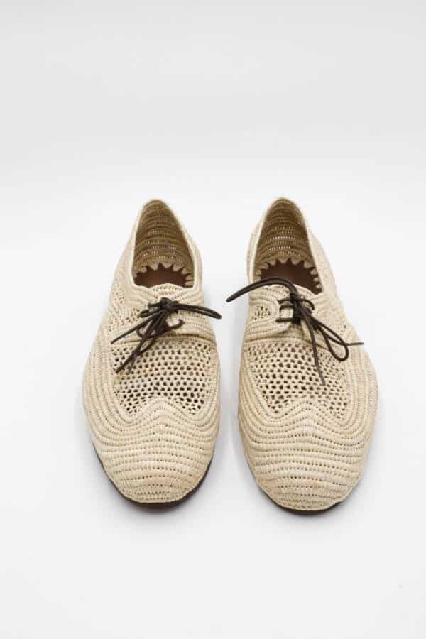 Derby raffia shoes men – handcrafted lace-up natural shoes