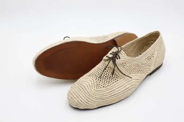 Derby raffia shoes men – handcrafted lace-up natural shoes
